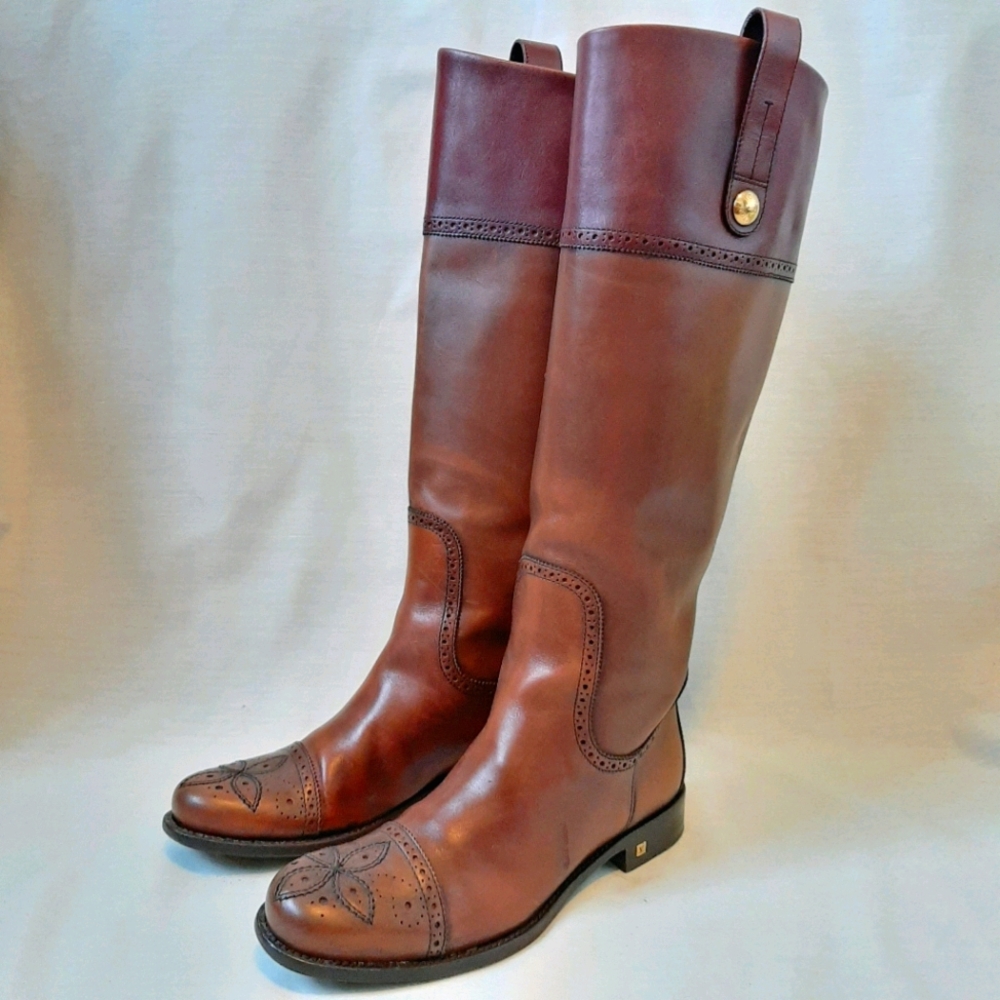 Louis Vuitton authentic brown leather long boots